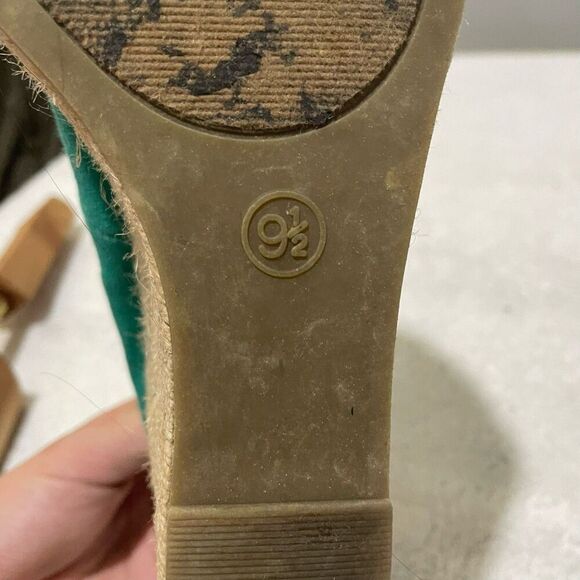 Merona Womens Teal Espadrille Wedge Platform Shoes 9.5 Canvas Retro Rockabilly - Picture 9 of 10